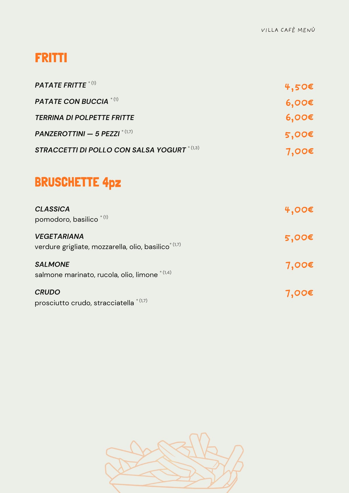 La pagina dei fritti e delle bruschette