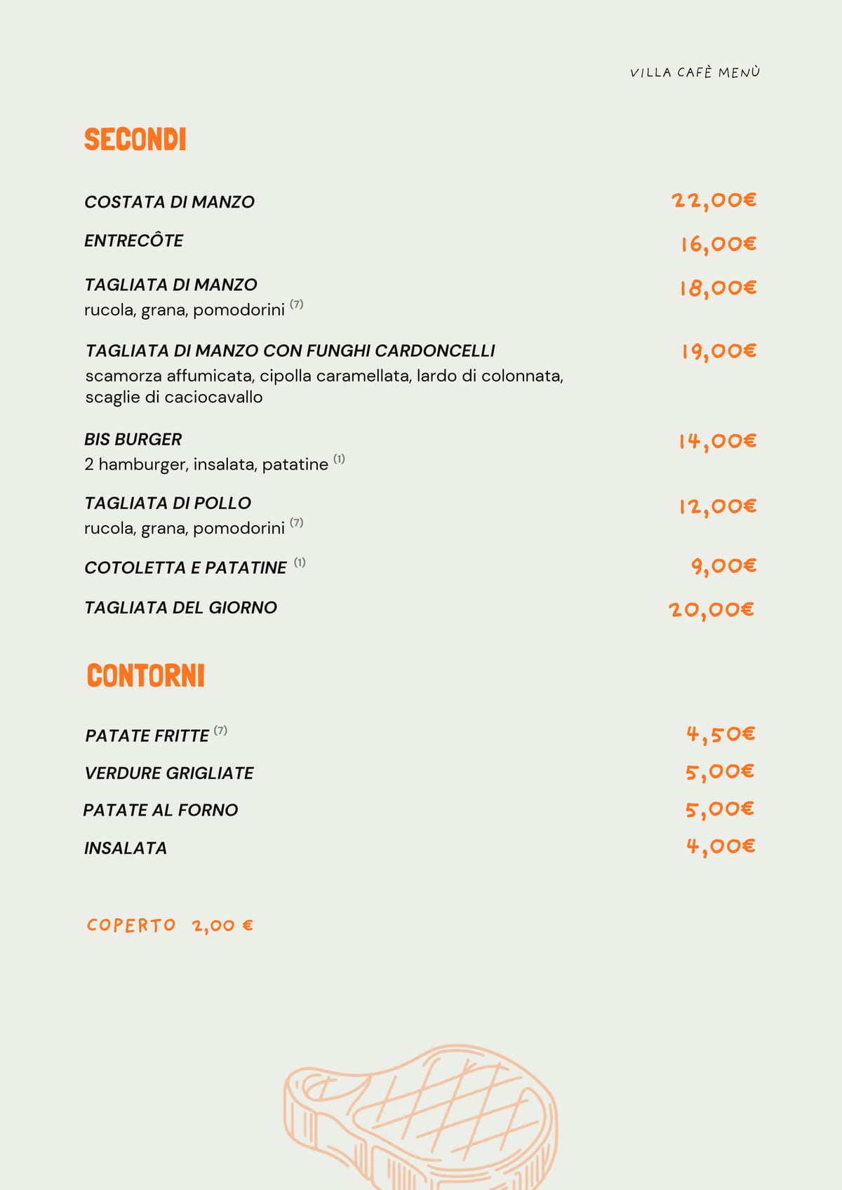La pagina dei secondi e dei contorni